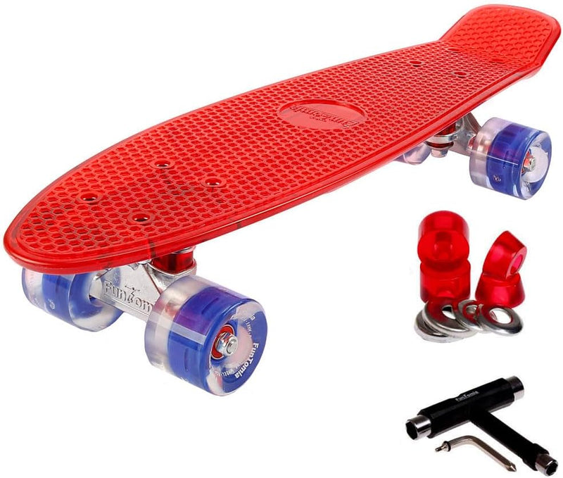 FunTomia Kinder Skateboard Cruiserboard Miniboard 57cm mit oder ohne LED Leuchtrollen Alu Truck Mach