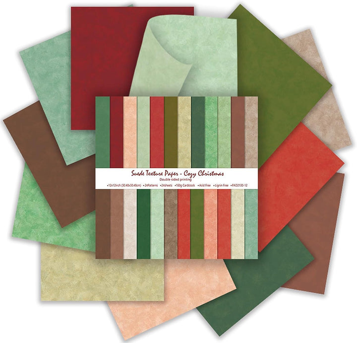 Scrapbooking Papier 24 Blatt/12 Designs, Doppelseitiges Weihnachtstheme Designpapier, Bastelpapier D