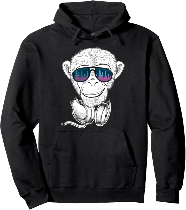 Affe mit Equalizer Brille Monkey Musik & Party Festival Pullover Hoodie