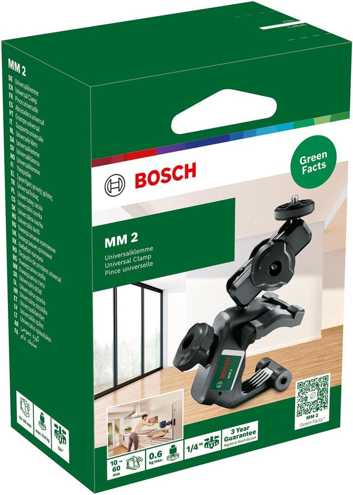 Bosch Universalklemme MM 2 (mit Klemmbereich 10-60 mm und Höhenverstellung 40-95 mm für schnelle und