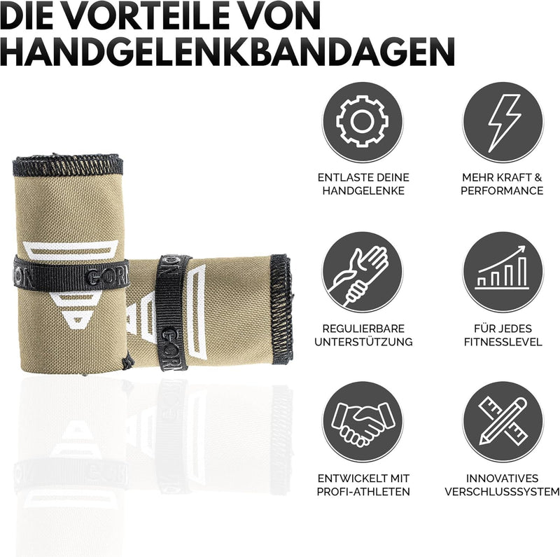 GORNATION Handgelenk-Bandagen, Performance Wrist Wraps für Fitness, Calisthenics & Kraftsport, Banda