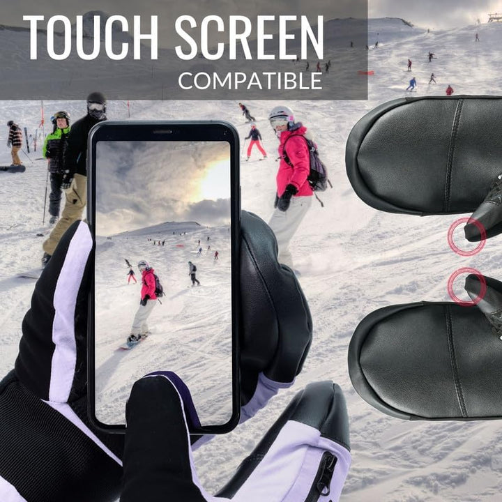 devembr Ski-Fäustlinge mit Handgelenkschützern, Warme Snowboard-Fäustlinge, Wasserdicht S Violett, S