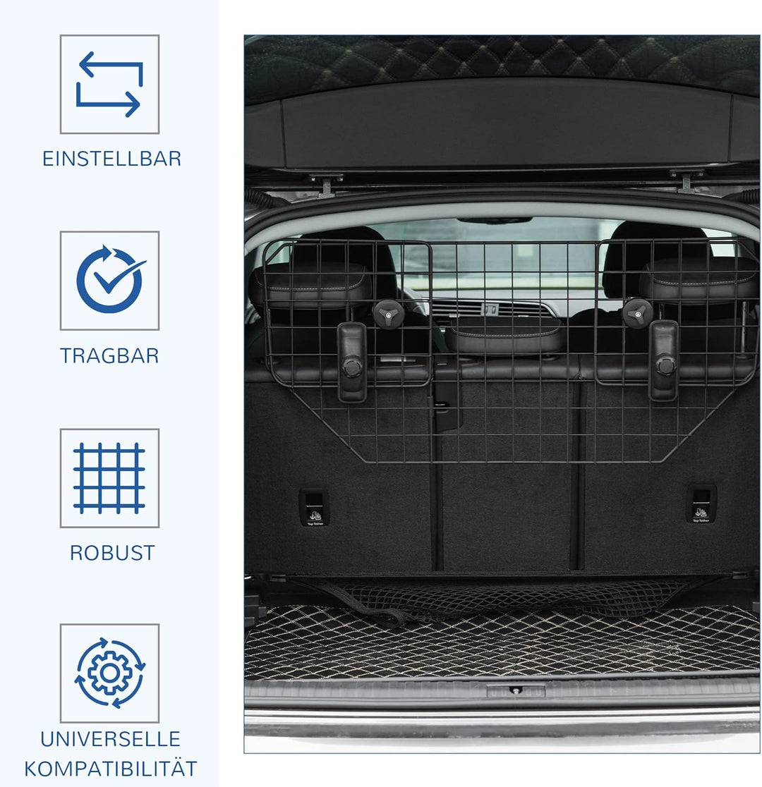 PawHut Hundegitter Auto Universal Autoschutzgitter für Hunde mit Stufenlos Verstellbare Breite, Tren