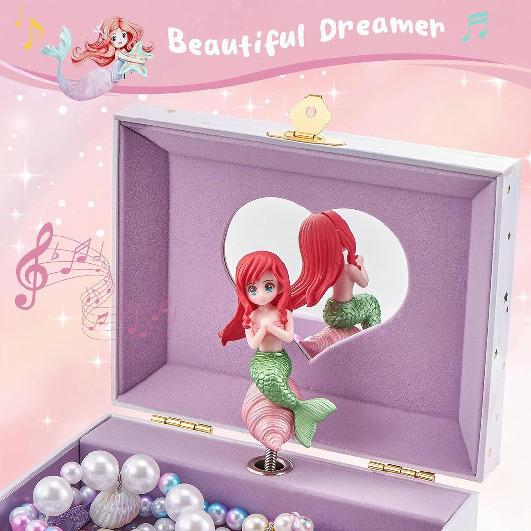 ProCase Kinder Musik Box Schmuckkästchen mit Spieluhr Mermaid, Schmuckschatulle mit Melodie für Mädc