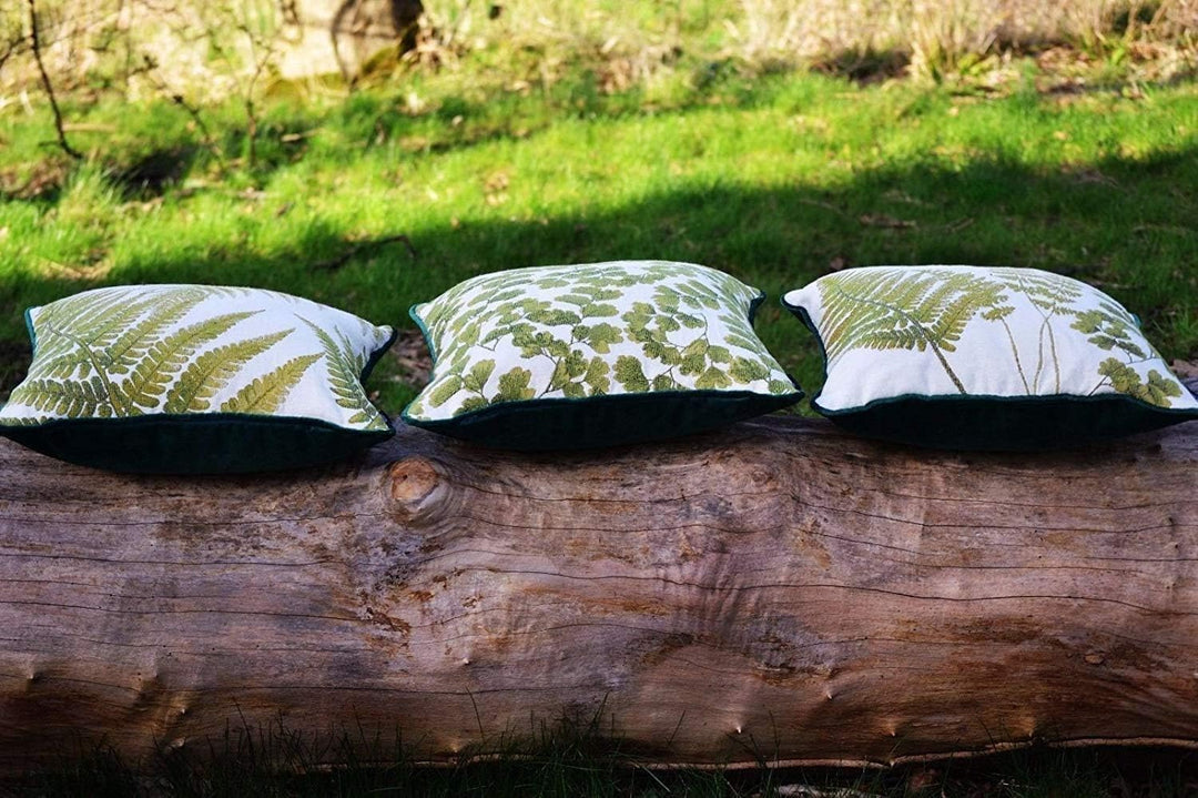 McAlister Textiles Tapestry | Bestickter Kissenbezug grüner Waldfarn | 40 x 40cm | gewobenes Blätter