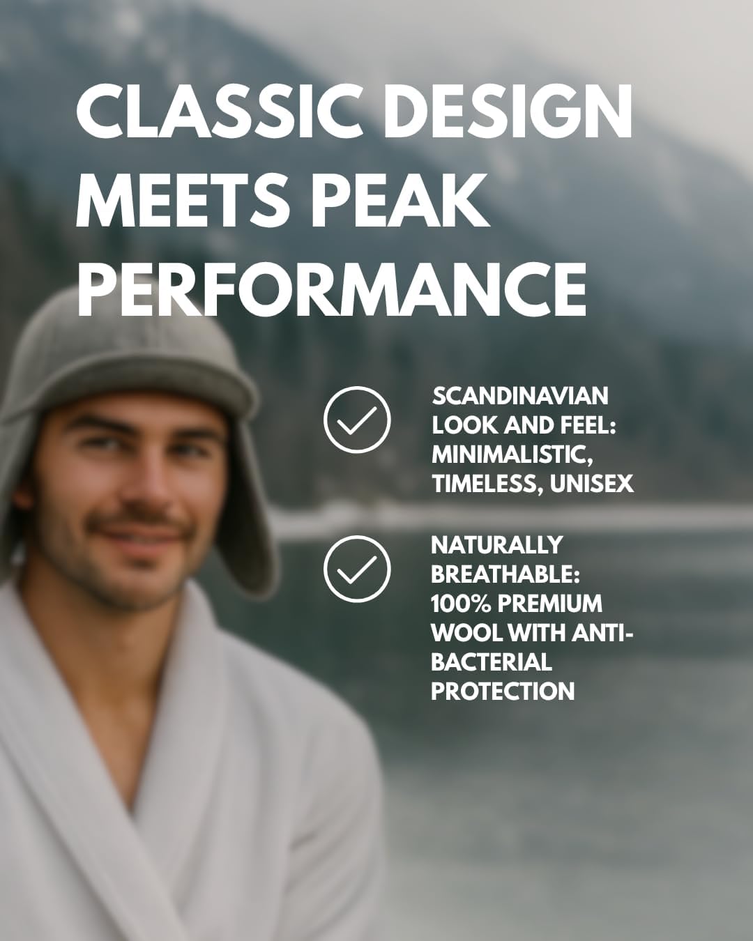 frihed.® Saunahut Pro Steingrau aus doppeltem Wollwalk - 100% Schafschurwolle - High End Sauna Acces