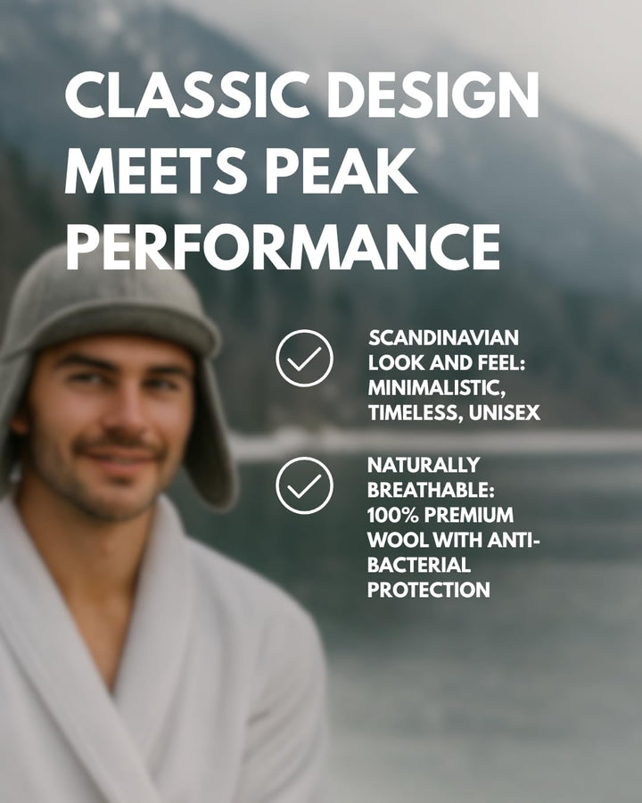 frihed.® Saunahut Pro Steingrau aus doppeltem Wollwalk - 100% Schafschurwolle - High End Sauna Acces