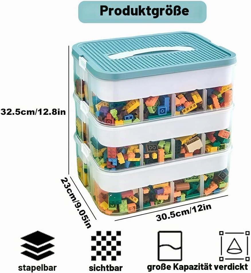 Aufbewahrungsbox für Lego Bausteine,Kisten Spielzeug Aufbewahrung mit Deckel,Sortierboxen Kleinteile