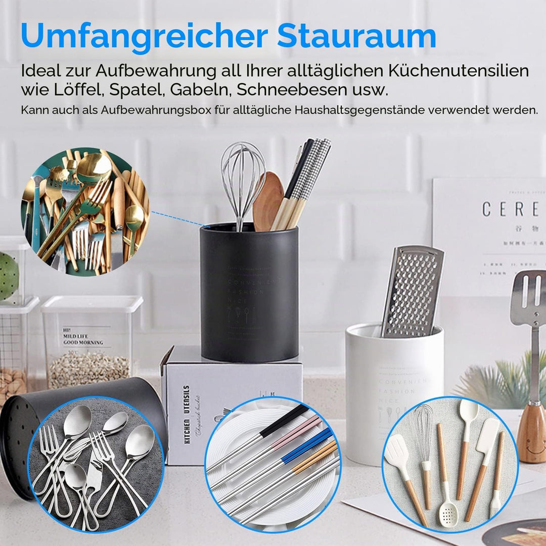 Jenngaoo Küchenutensilienhalter, 1 Liter Besteckkorb aus Edelstahl Kochbesteck Organizer Utensilienh