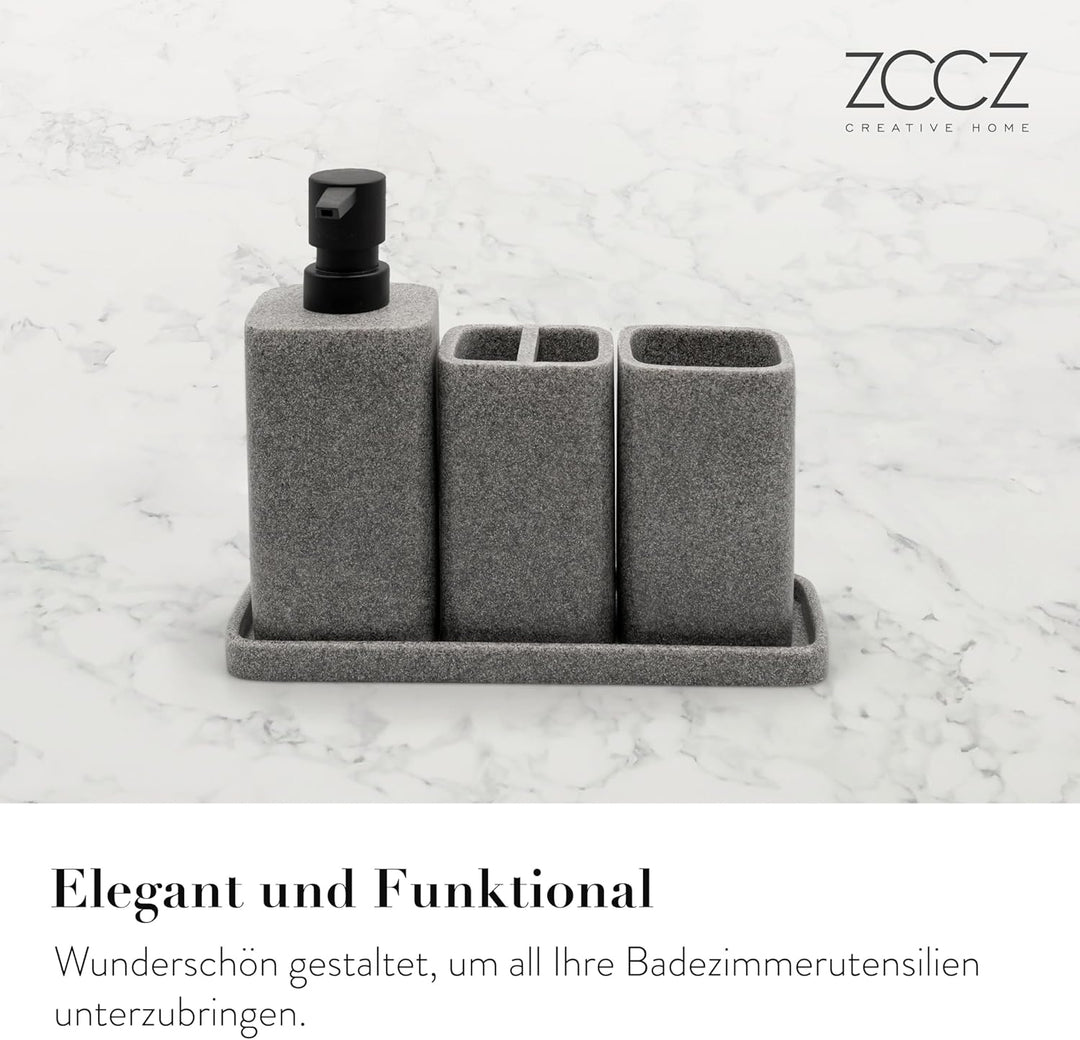 ZCCZ Badezimmer Set 4 Teile – Badezimmer Organizer mit Zahnbürstenhalter, Zahnputzbecher, Seifenspen