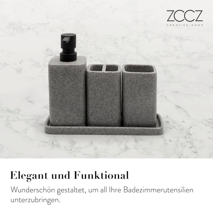 ZCCZ Badezimmer Set 4 Teile – Badezimmer Organizer mit Zahnbürstenhalter, Zahnputzbecher, Seifenspen
