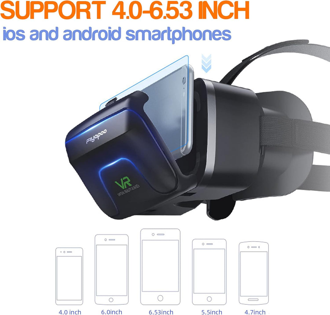 VR Brille 3D für Handy, 3D Brille Virtuelle Realität,HD VR für Filme & Spiele, Kompatibel mit nahezu