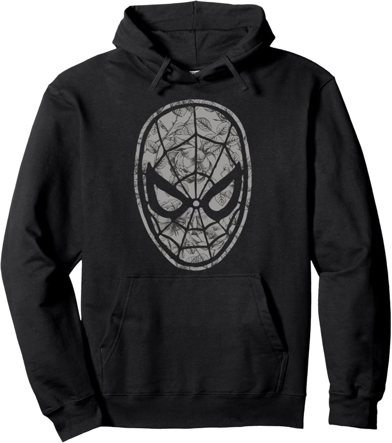 Marvel Spider-Man Grayscale Floral Print Pullover Hoodie