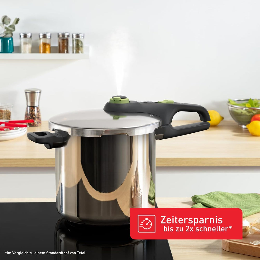 Tefal P2584402 Secure Trendy Schnellkochtopf 8 L mit Korb | 2-Stufen-Garregler: Intensivstufe 117°C,