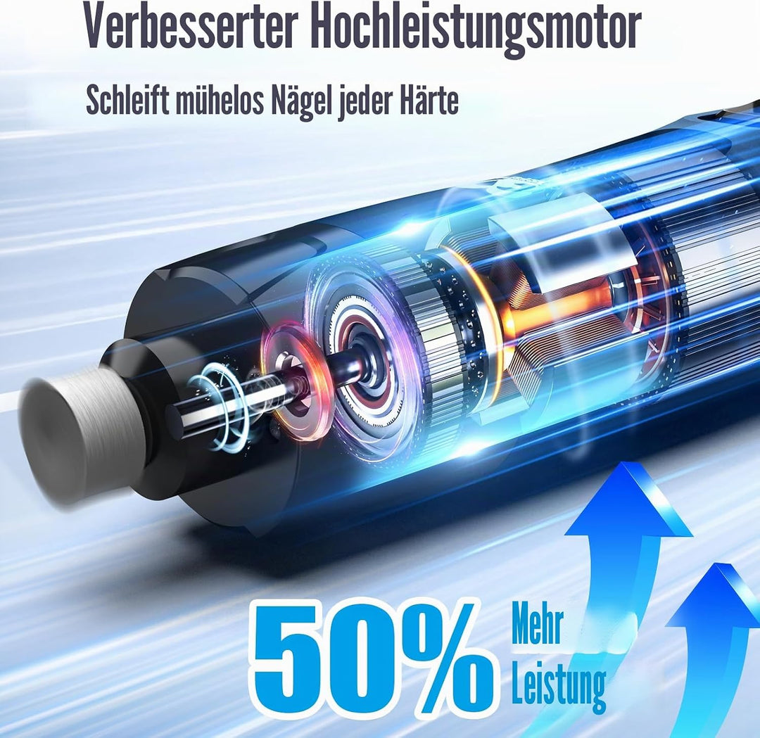 Casfuy Neue 6-Gang Krallenschleifer für Hunde – 50% Mehr Leistung mit 2 LED Lichtern Leise 7 Stunden
