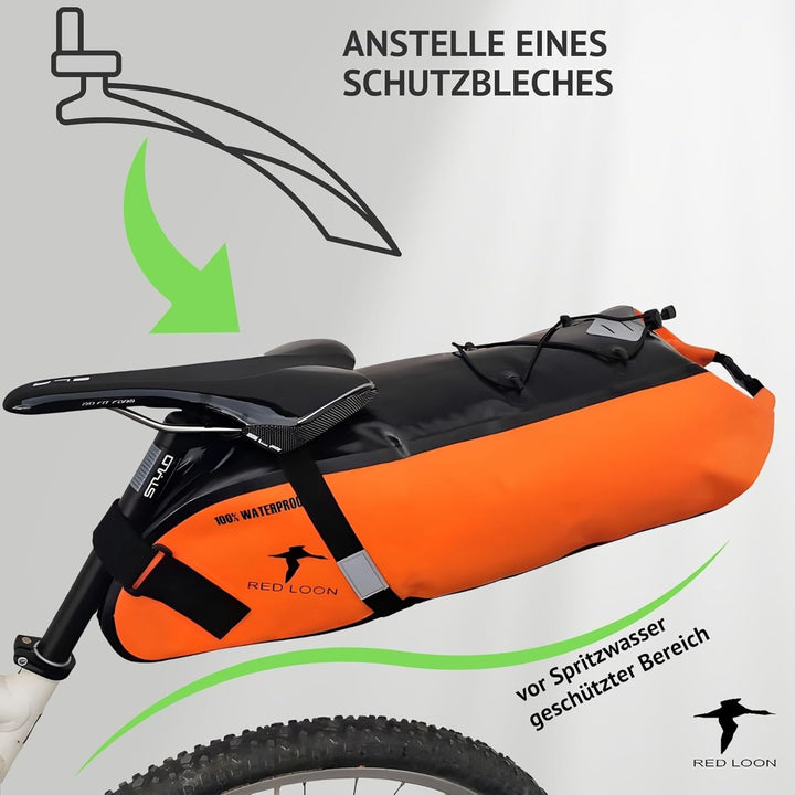 Red Loon Fahrrad Satteltasche Fahrradsitz Tasche Backloader Bike Packing - 15Ltr - wasserdicht reiss
