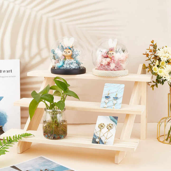 nbeads 3-Tier Log Retail Ohrring Display Riser, Ohrring Und Ringhalter Abnehmbarer Unbehandelter Hol