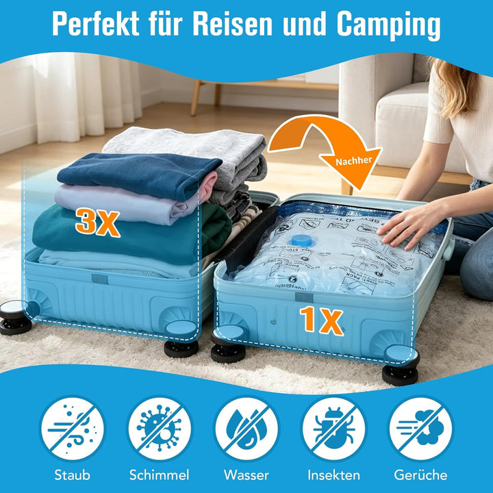 BoxLegend Vakuumbeutel für Kleidung Reise mit Vakuumpumpe, Vakuumbeutel 16 Stück (6x 40x50cm, 6x 40x