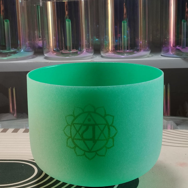 Chakra-Design, 432 Hz, F-Herzchakra, Quarz-Kristall, Klangschale für Meditation, Yoga und Entspannun