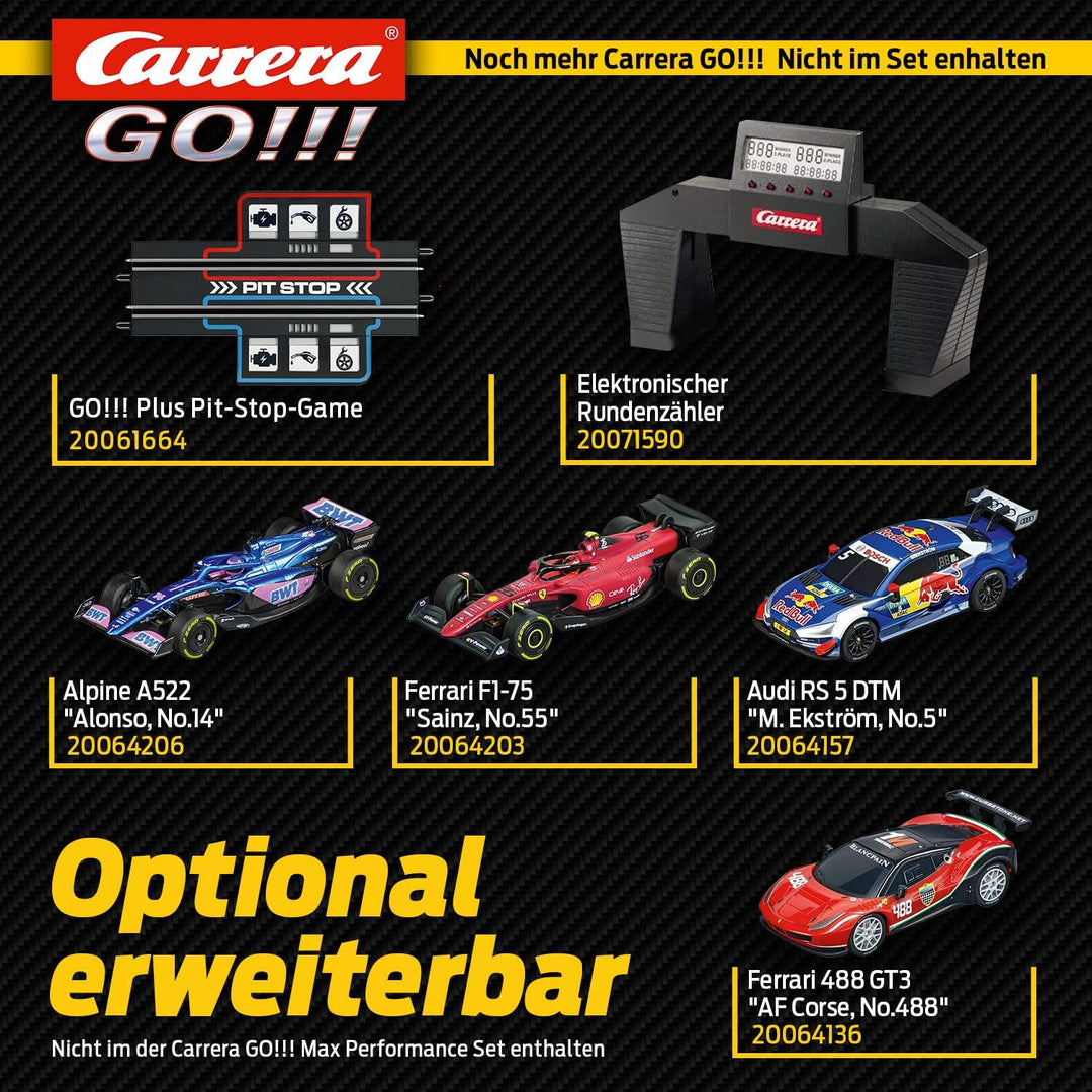 Carrera GO Max Performance Rennstrecken-Set für Erwachsene & Kinder ab 6 Jahren 6.3m Länge Rennbahne