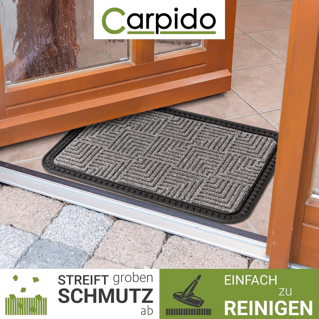 Rutschfeste Fussmatte Aussen &amp; Innen - Silber Muster 3er Set 50 x 80 cm | Langlebige Sauberlauf Türm