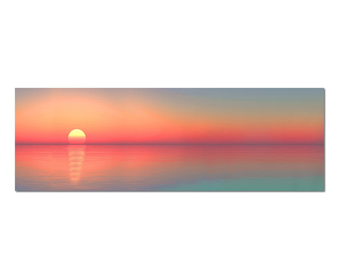 Paul Sinus Art Panoramabild auf Leinwand und Keilrahmen 150x50cm Meer Horizont Sonnenuntergang Spieg