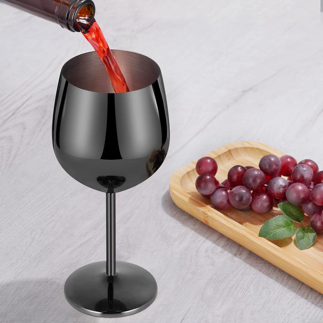 Livole Cocktailgläser aus Edelstahl, Rotweingläser mit Stiel, Unzerbrechlich Weingläser, 18Oz 550ml