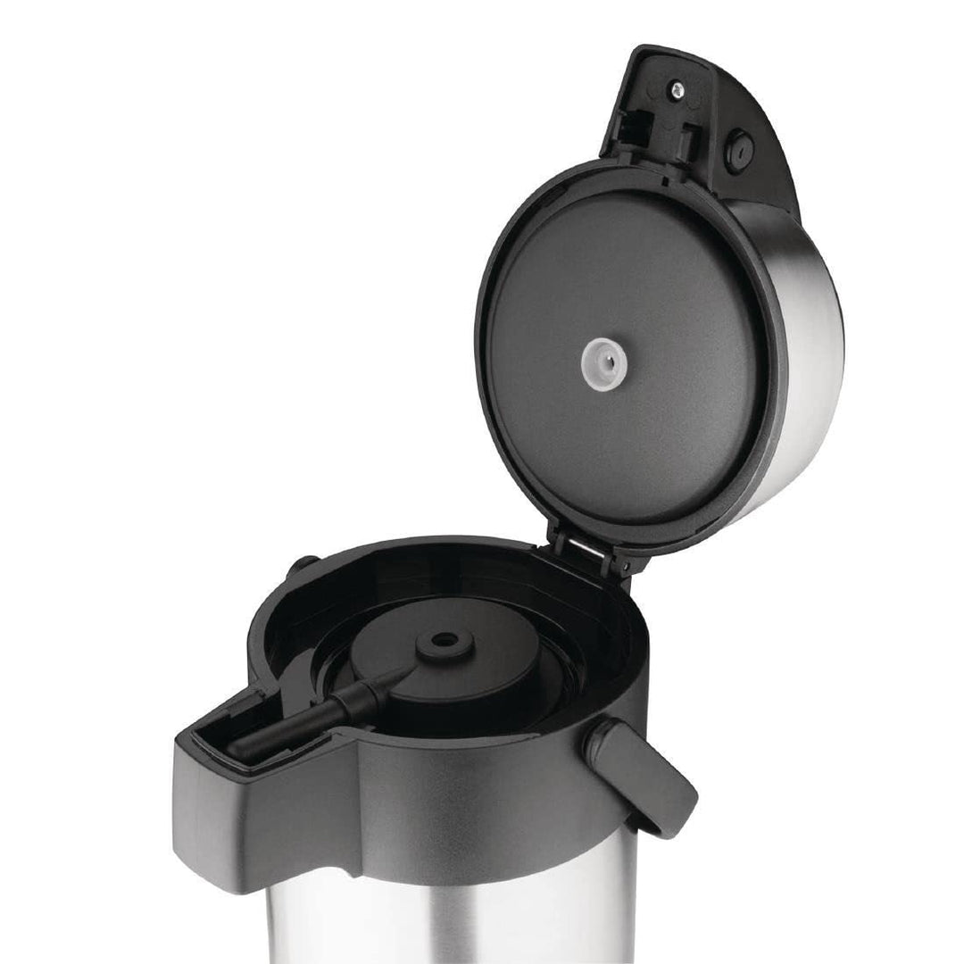 Olympia Pump-Action Airpot Thermoskanne, Edelstahl, mit schwingendem Tragegriff, 3 l