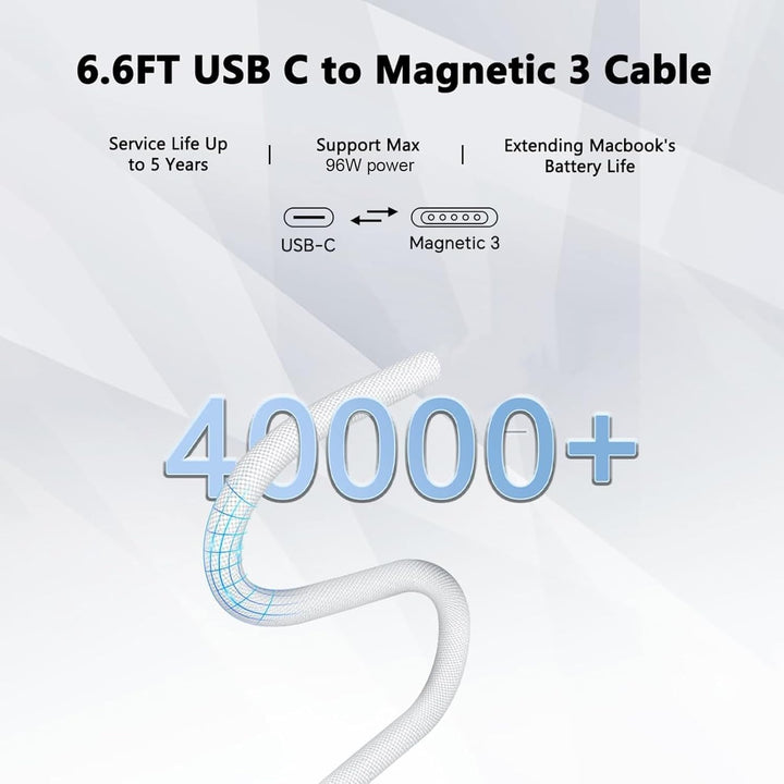 Ladekabel Mac Book Pro Air,96W USB-C auf Magnetic 3 MacBook Ladegerät Netzteil fur M5 M4 M3 M2 M1 Pr