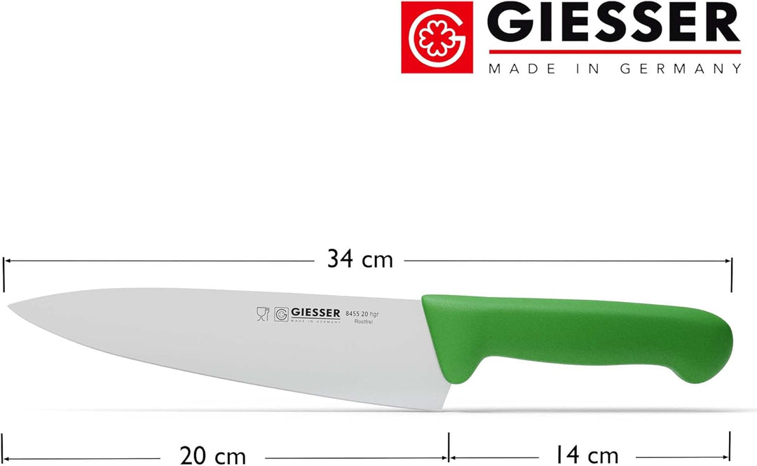 Giesser seit 1776 - Made in Germany - Kochmesser 20 cm Veggie, grün, nachhaltiger Griff, rutschfest,