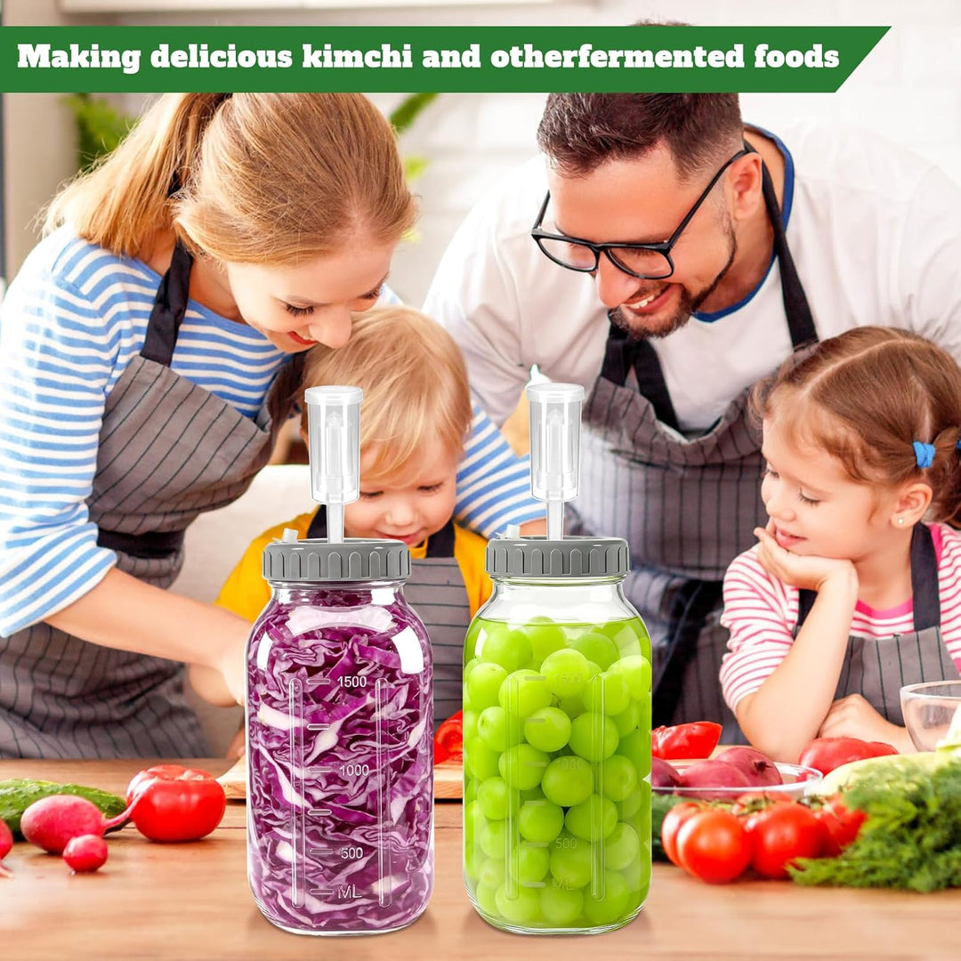 2 Stück Fermentierglas,2L Breiter Mund Fermentiergläser, Fermentiergläser mit Luftschlössern& Gewich