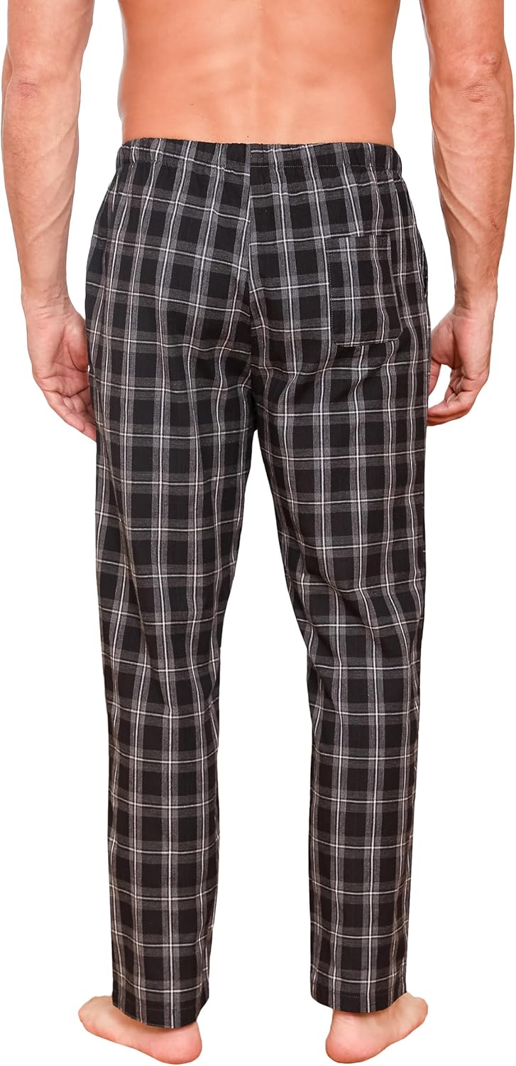 Herren Schlafanzughose Lang Baumwolle Karierte Pyjamahose Lounge Hose Pyjamaunterteil Freizeithose m