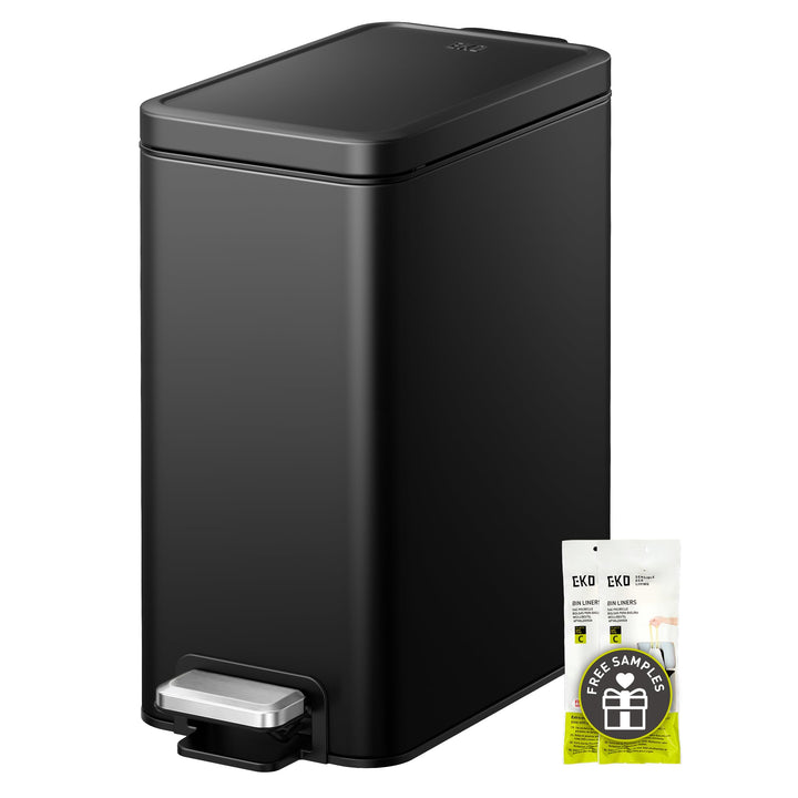 EKO Stella Mülleimer Bad 10L, Kleiner Abfalleimer fürs Badezimmer mit Soft-Close-Deckel, fingerabdru