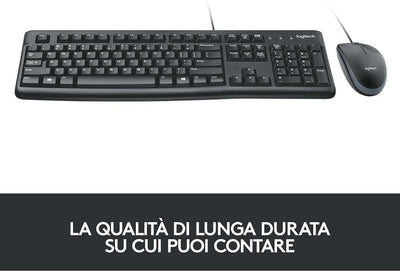 Logitech MK120 Kabelgebundenes Set mit Tastatur und Maus für Windows, Italienisches QWERTY-Layout -