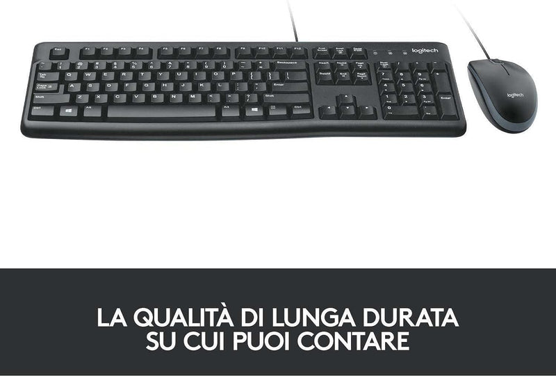 Logitech MK120 Kabelgebundenes Set mit Tastatur und Maus für Windows, Italienisches QWERTY-Layout -