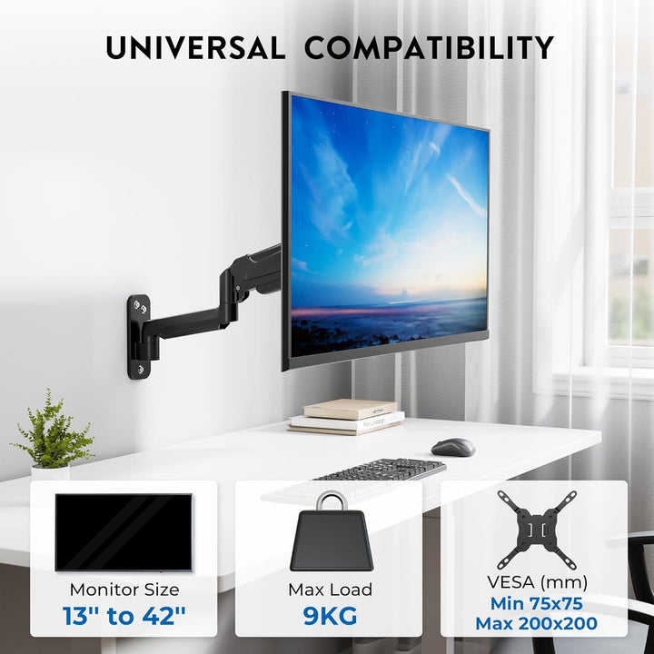 BONTEC 13-42 Zoll Monitor Wandhalterung mit VESA Extension Kit für PC Monitor &amp; TV bis 8 kg, Voll Ei