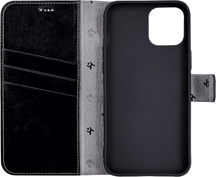 Suncase Book-Style Hülle kompatibel mit iPhone 12 Pro Max (6.7") Leder Tasche (Slim-Fit) Lederhülle