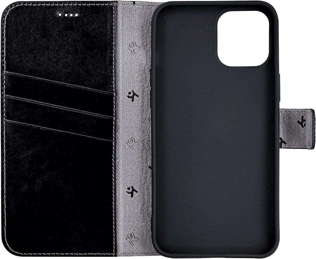 Suncase Book-Style Hülle kompatibel mit iPhone 12 Pro Max (6.7") Leder Tasche (Slim-Fit) Lederhülle