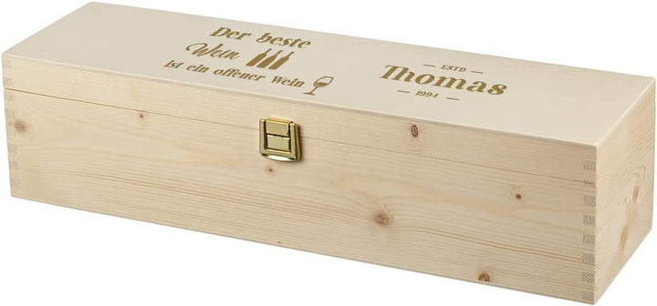 polar-effekt 2-TLG Geschenk Weinset - personalisierte Holzkiste und 700 ml Weinflasche mit Wunschgra