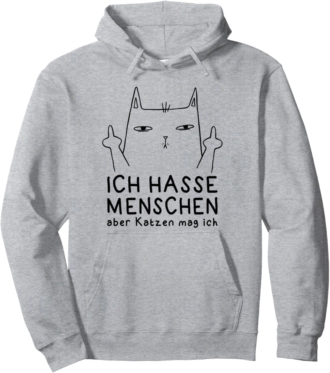 Ich hasse Menschen aber Katzen mag ich Mittelfinger Katze Pullover Hoodie