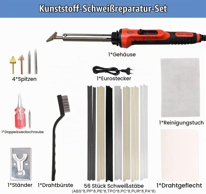 Kunststoff Schweissen,100W Multifunktion Lötkolben Set 3 Gang Einstellung Kunststoff Schweissgerät K
