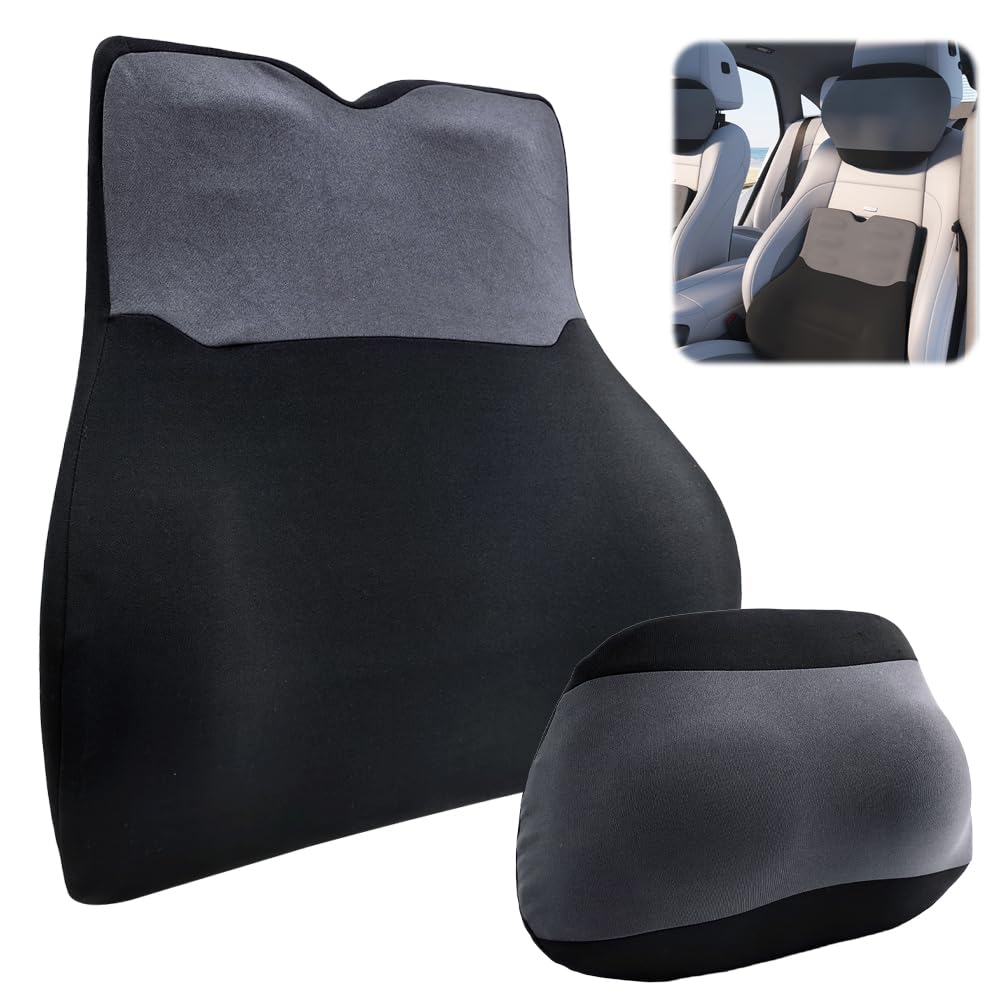 Lendenwirbelkissen Set mit Kopfstütze Memory Foam Lendenkissen Schmerzlinderung im unteren Rücken Au
