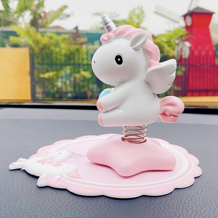 2 Stücke Wackelfigur Einhorn Figuren,Einhorn-Wackelfigur mit Wackelkopf Einhorn Auto Ornament Autozu