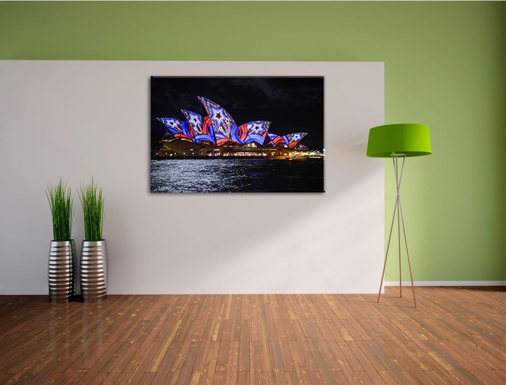 Dark Sydney Opera House Sternenbeleuchtungauf Leinwand, XXL riesige Bilder fertig gerahmt mit Keilra