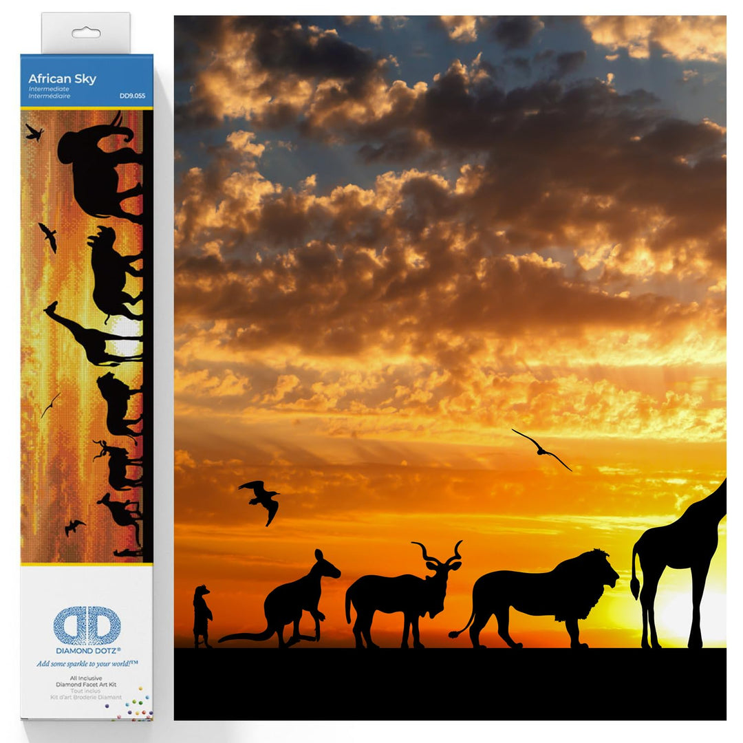 DIAMOND DOTZ DD9.055 - Original 5D Diamond Painting Set Afrika Himmel, Kreativset mit 18.910 Diamant