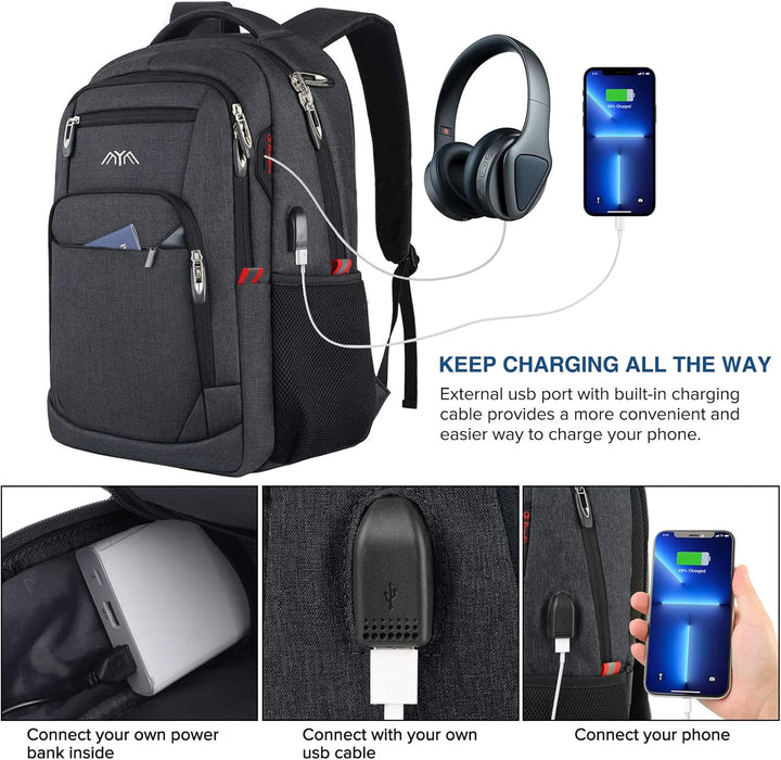 YAMTION Rucksack Herren Schulrucksack für 15.6 Zoll Laptop Rucksack Arbeit Wasserdicht Business Dayp