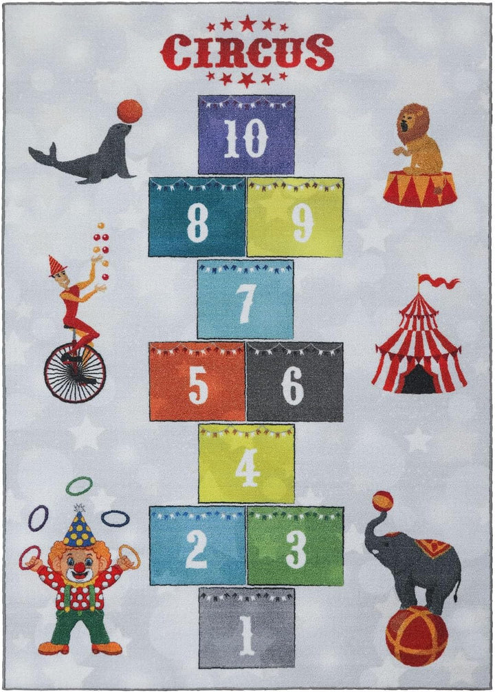 SIMPEX KinderTeppich, Himmel und Hölle, Teppich Grau, 100 x 150 cm, Teppich für Kinder, Teppich Kind