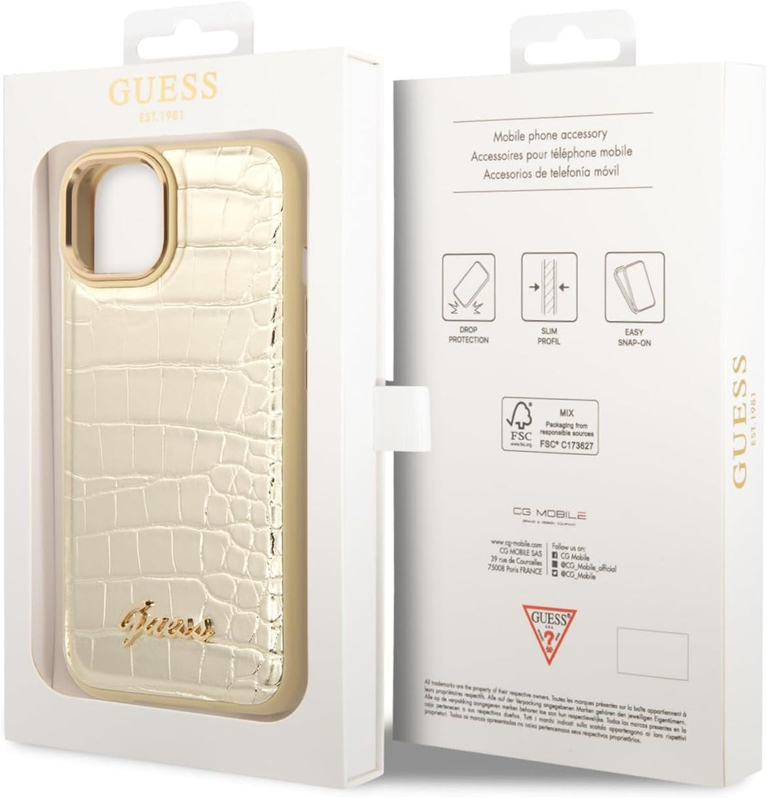 Guess GUHCP14MHGCRHD hülle für iPhone 14 Plus 6,7" Gold/Gold hardcase Croco Collection
