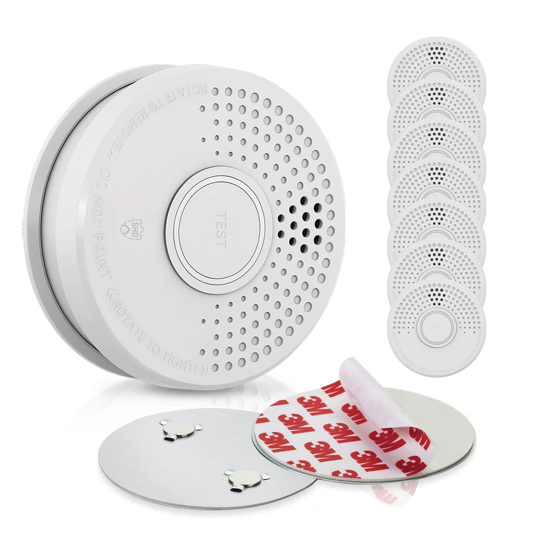 SHD by OneConcept Rauchmelder mit Magnethalterung, 8x Mini-Rauchmelder, Feuermelder mit Batterie, Ra