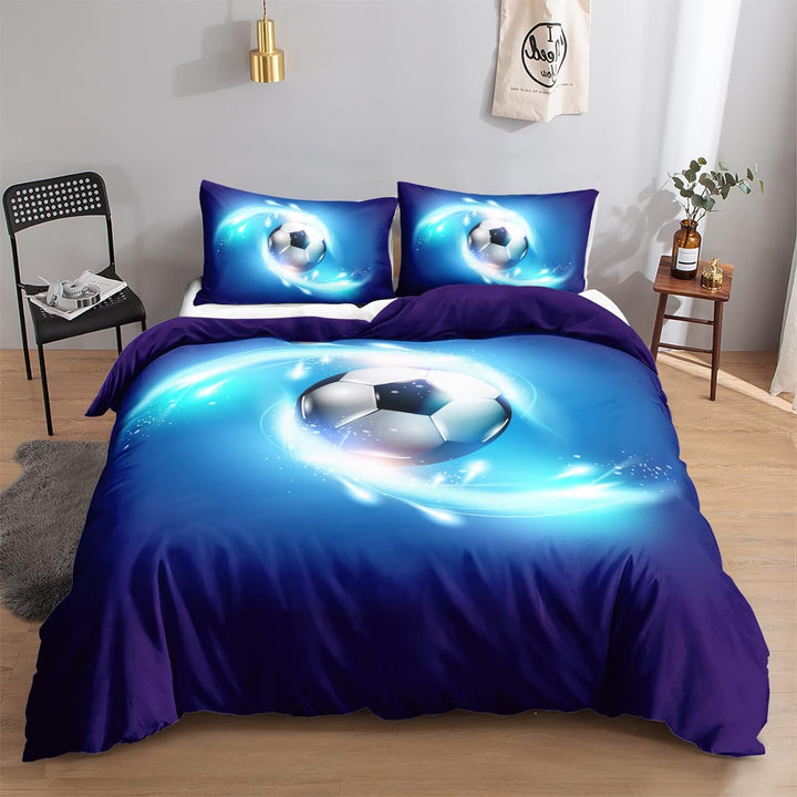 HOSIMA Fussball Bettwäsche 135x200cm für Kinder, Jungen Teenager Sport Bettbezug-Set für Einzelbett,